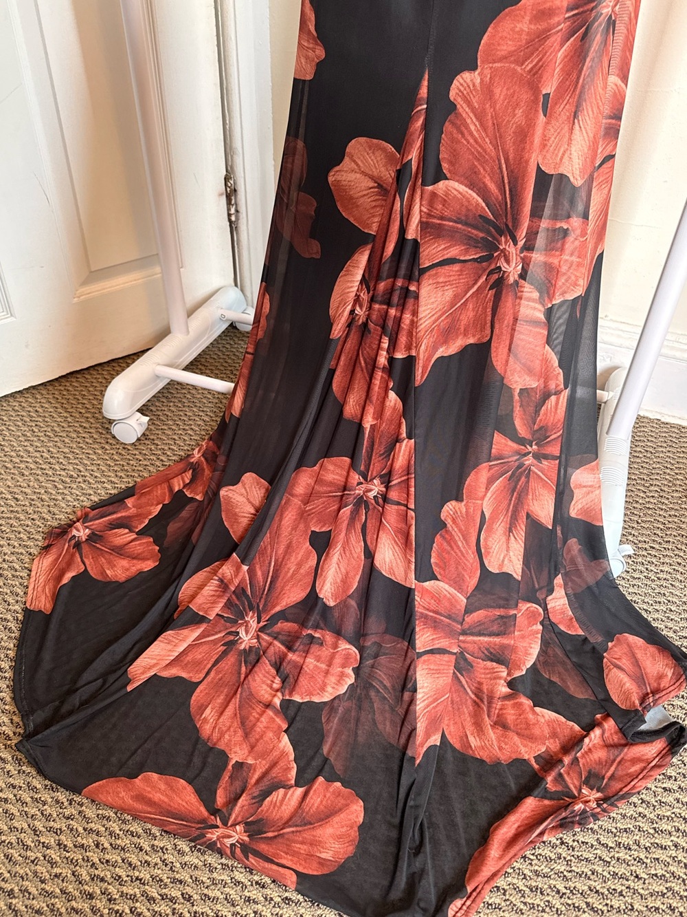 Windsor Black Maxi Dress with Brown Floral Pattern - Picture 3 of 5